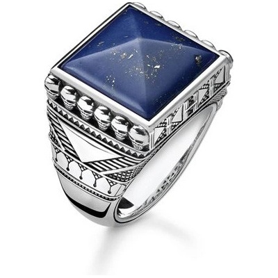 Thomas Sabo Prsten Etnické lebky modrý TR2206 531 1 62 Sterling silver black
