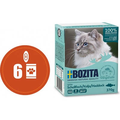 Bozita Cat kousky v želé s treskou 6 x 370 g