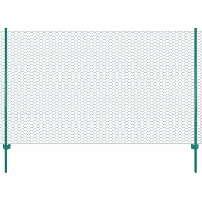OMAXI Drátěný plot se sloupky ocel 25 x 25 m zelený 738923