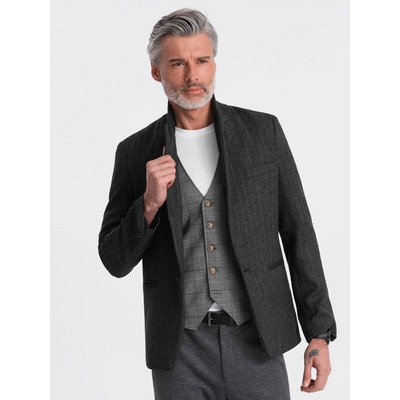 Ombre Clothing Тъмно сиво мъжко сако от жакард Ombre Clothing Ombre Clothing | Siv | МЪЖЕ | L