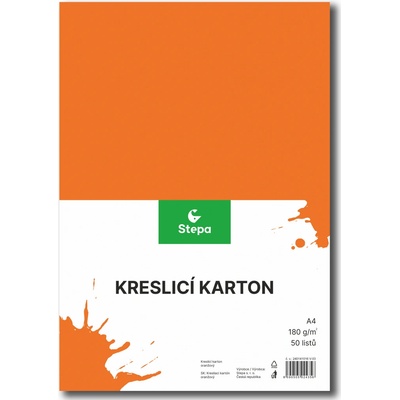 Stepa kreslicí karton barevný A4 50ks oranžový