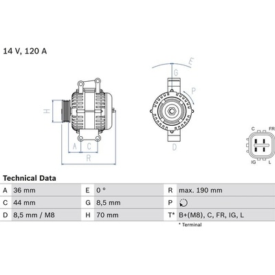 BOSCH 0 986 082 050 generátor (0986082050)