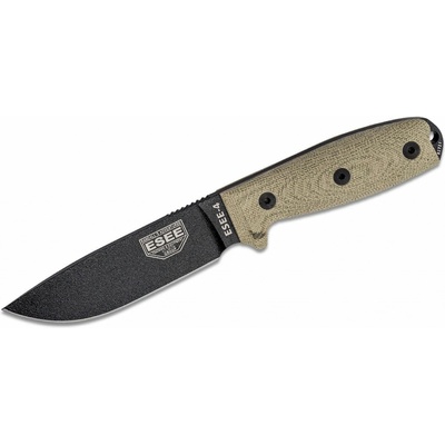 ESEE Model 4 Black Blade, 3D Green Canvas Micarta 4PB-017