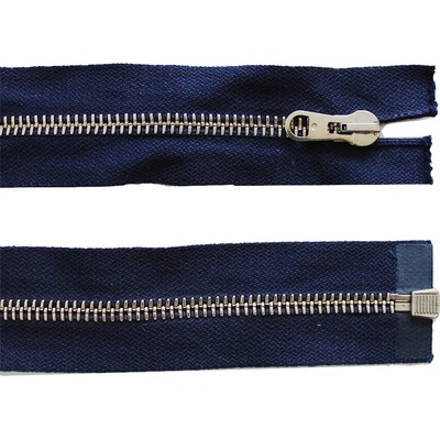 Kovový zip no.5 rozepínací 85cm tmavě modrý (stříbrné zoubky)