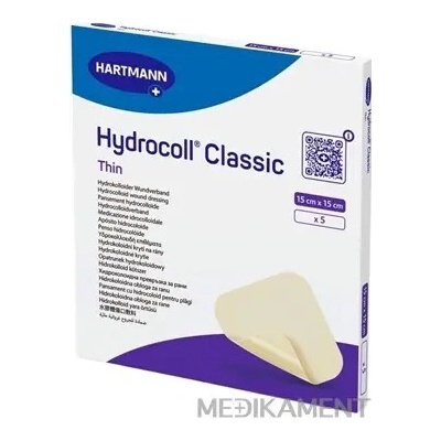 Hydrocoll Classic Thin Hydrokoloidné krytie na rany 15 x 15 cm 5 ks