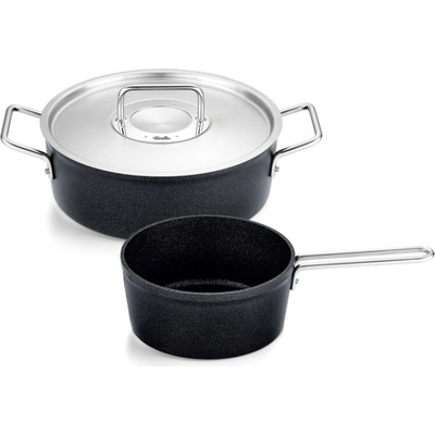 Fissler Súprava hrncov ADAMANT, nerezové pokrievky na hrniec, sada 2 ks, čierna, hliník