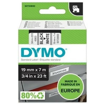 Páska do štítkovača, 19 mm x 7 m, DYMO "D1", biela-čierna
