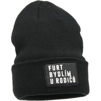 Dětská CHLAPECKÁ zimní ČEPICE Furt bydlím u rodičů ČERNÁ