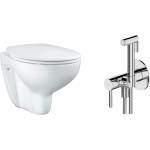GROHE Комплект за окачена тоалетна чиния Grohe Bau Ceramic, капак с плавно затваряне и хромиран интимен душ комплект с вграден смесител Omnires Y (39351000+SYSYBI2CR)