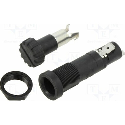 SCHURTER 0031.1765 Zásuvka; 10A; 250V; 250VAC; 600VDC; FEU; na panel; černá; UL94V-0