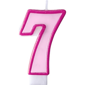 Image 1 of PartyDeco Свещ за рожден ден с число 7 (розова)