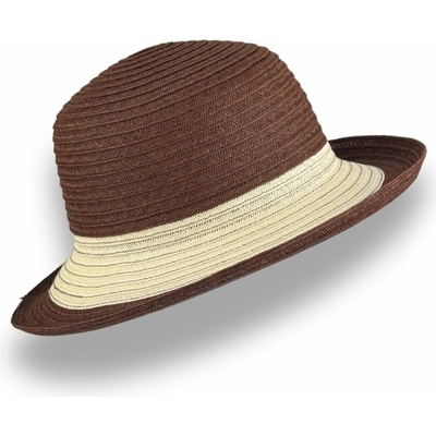Krumlovanka dámský letní klobouk Cloche nemačkavý An-18163 hnědý
