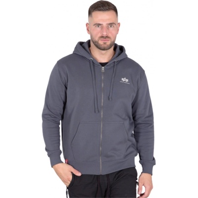 Alpha Industries Basic Zip Hoody SL pánska mikina greyblack