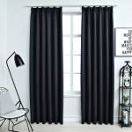 vidaXL Затъмняващи завеси с куки, 2 бр, антрацит, 140x245 см (134424)