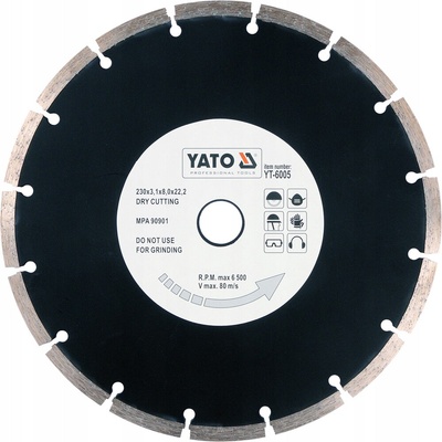 YATO diamantový kotouč pro řezání betonu, cihel, kamene, za sucha, 230 mm YT-6005