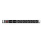 Lanberg разпределителен блок (pdu) 19"" 1U 16a 2m 2x c19 8x iec c13 гне (PDU-02I1908I-0200-C20-BK)