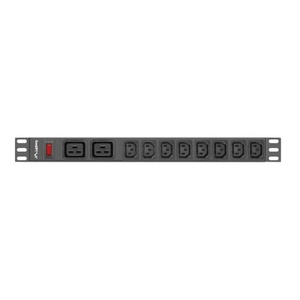 Lanberg разпределителен блок (pdu) 19"" 1U 16a 2m 2x c19 8x iec c13 гне (PDU-02I1908I-0200-C20-BK)