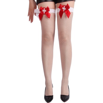 Sexy Elephant® Самостоятелни чорапи с жартиери с панделки Sexy Nurse