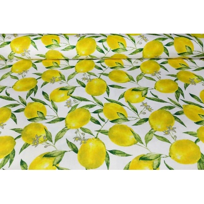 MADE IN ITALY Dekoračná bavlnená látka Citróny Peschiera, š. 140 cm Viacfarebná Šírka 140 cm