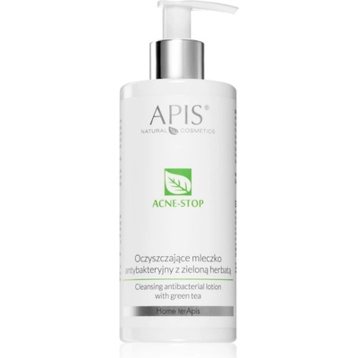 APIS NATURAL COSMETICS Acne-Stop Home TerApis почистващо и отстраняващо грим мляко със зелен чай 300ml