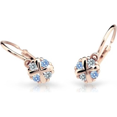 Danfil dětské náušnice C2153 z růžového zlata s kamínky Arctic Blue zapínání brizura
