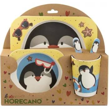 Image 1 of Horecano Kids Horecano - Детски сервиз за хранене от 5 части с квадратна чиния "ПИНГВИН" KIDS-ECO-FRIENDLY-(005-25)