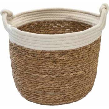 Image 1 of ПАНЕР С ДРЪЖКИ 10614 33x25x26см БЕЖ. И БЯЛО--- (10614)