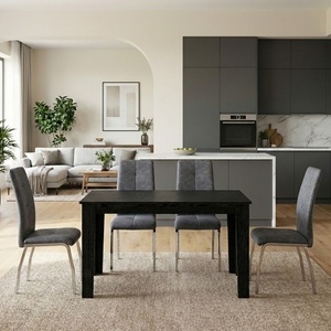 TopMebel Трапезен комплект 5 части Darlen - Alma TopMebel sencron в черен цвят - сив 125x72x74cm