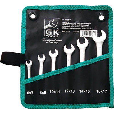 GK Tools sada plochých klíčů chrom 6-17 mm 6 dílů P16020/P