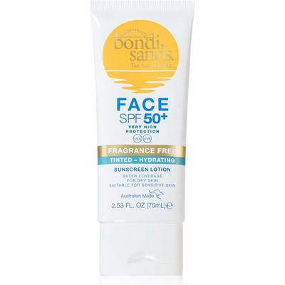 Bondi Sands SPF 50+ Fragrance Free защитен тониращ крем за лице за суха кожа SPF 50+ 75ml