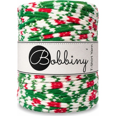 Bobbiny T-shirt yarn Bobbiny - T-shirt yarn: Vánoční zeleno-červeno-bílý vzor