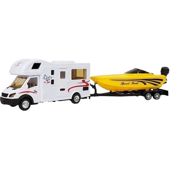 LeanToys Детска играчка Lean Toys - Кемпер с жълта лодка, 1: 48 (7581)