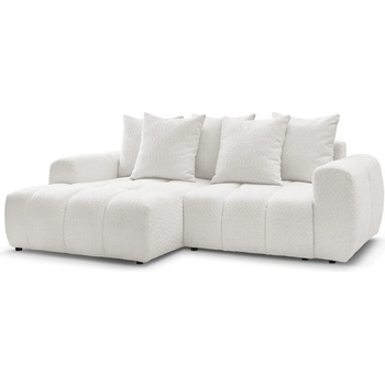 Bobochic Бял разтегателен ъглов диван с място за съхранение от букле (ляв ъгъл) Roxelane - Bobochic Paris (108362)