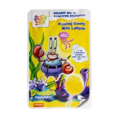 Sponge Bob popping candy lízátko s práskacím práškem a velkou samolepkou 15 g