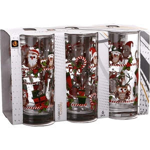 Uniglass Комплект 6 броя чаши 270 мл. с Коледен декор D348 Uniglass Poshta Santa