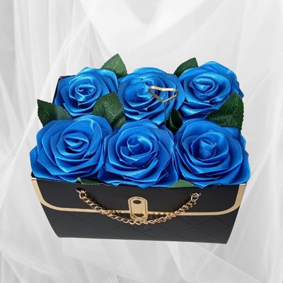 Květinový box s růžemi – modrý