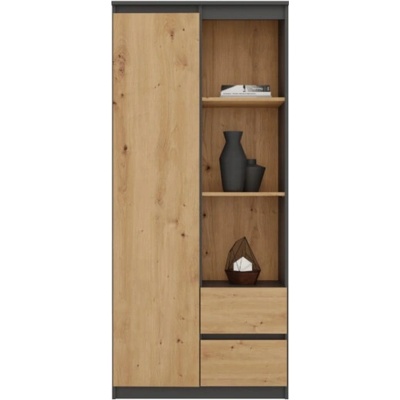 Topeshop RS-80 BILY ANTRACYT/DĄB ARTISAN kancelářská skříň