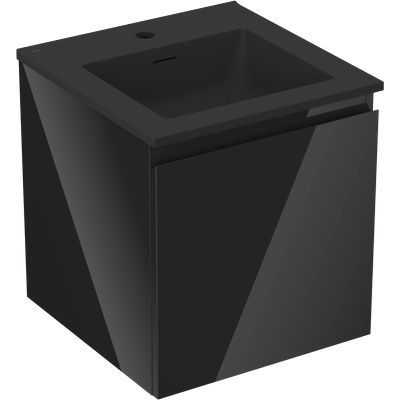 Orio шкаф за баня 45 см с мивка Otis, 1 чекмедже, черен гланц/черен мат - 91A10-04547-1-BF70-W18M71 (91A10-04547-1-BF70-W18M71)