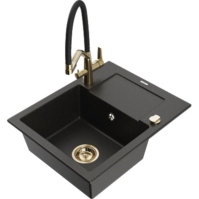 Mexen Enzo гранитна мивка с 1 отделение с отцеждачка и кухненски смесител (6506-75-671701-57-G)