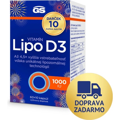 GS Vitamin Lipo D3 1000 IU 60 + 10 kapsúl