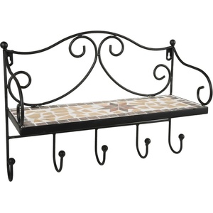 Garden Pleasure Черна метална стенна закачалка с рафт 42 cm Almeria - Garden Pleasure (950529)
