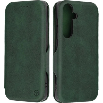 Techsuit Кожен Калъф за SAMSUNG S24, TECHSUIT Safe Book Case, Зелен (5949419078604)