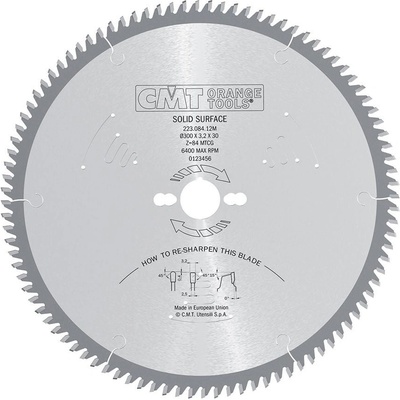 CMT Pilový kotouč pro Corian a silnostěnné plasty D300x3,2 d30 Z84 HM C22308412M