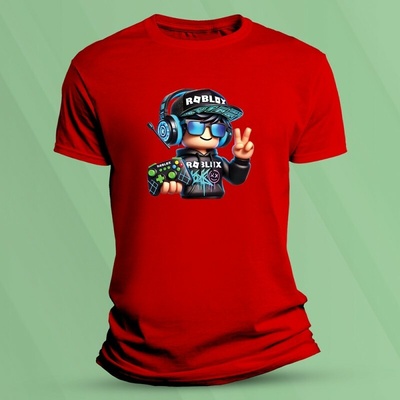 Sandratex dětské tričko s potiskem Gamer Roblox Červená