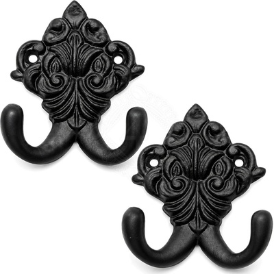 Mystic Colonial Hardware Viktoriánské litinové dvojháčky v černém provedení – sada 2 ks