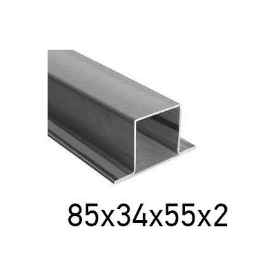 Jeklový profil uzavřený tvaru T 85x34x55x2, s výstupky, bez povrchové úpravy 6 m (JOKL-T-85x34x55x2-6)