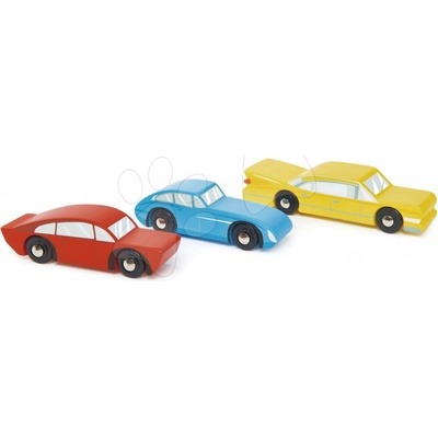Tender Leaf Toys Dřevěná sportovní auta Retro Cars červené modré a žluté