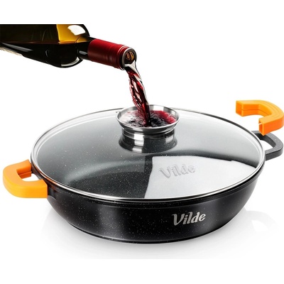 Vilde PLOCHÁ ŽULOVÁ PÁNEV 4,7 L 32 CM S VÍČKEM S AROMATIZÁTOREM TERRUNA 199109