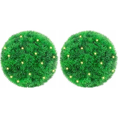 Umělé koule z buxusu s LED diodami 2 ks Zelené 22 cm