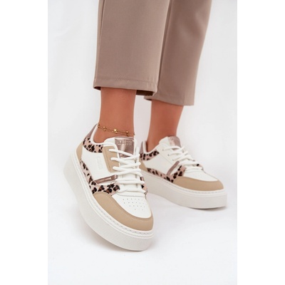 Big Star Shoes dámske tenisky na platforme biela krémová viacfarená